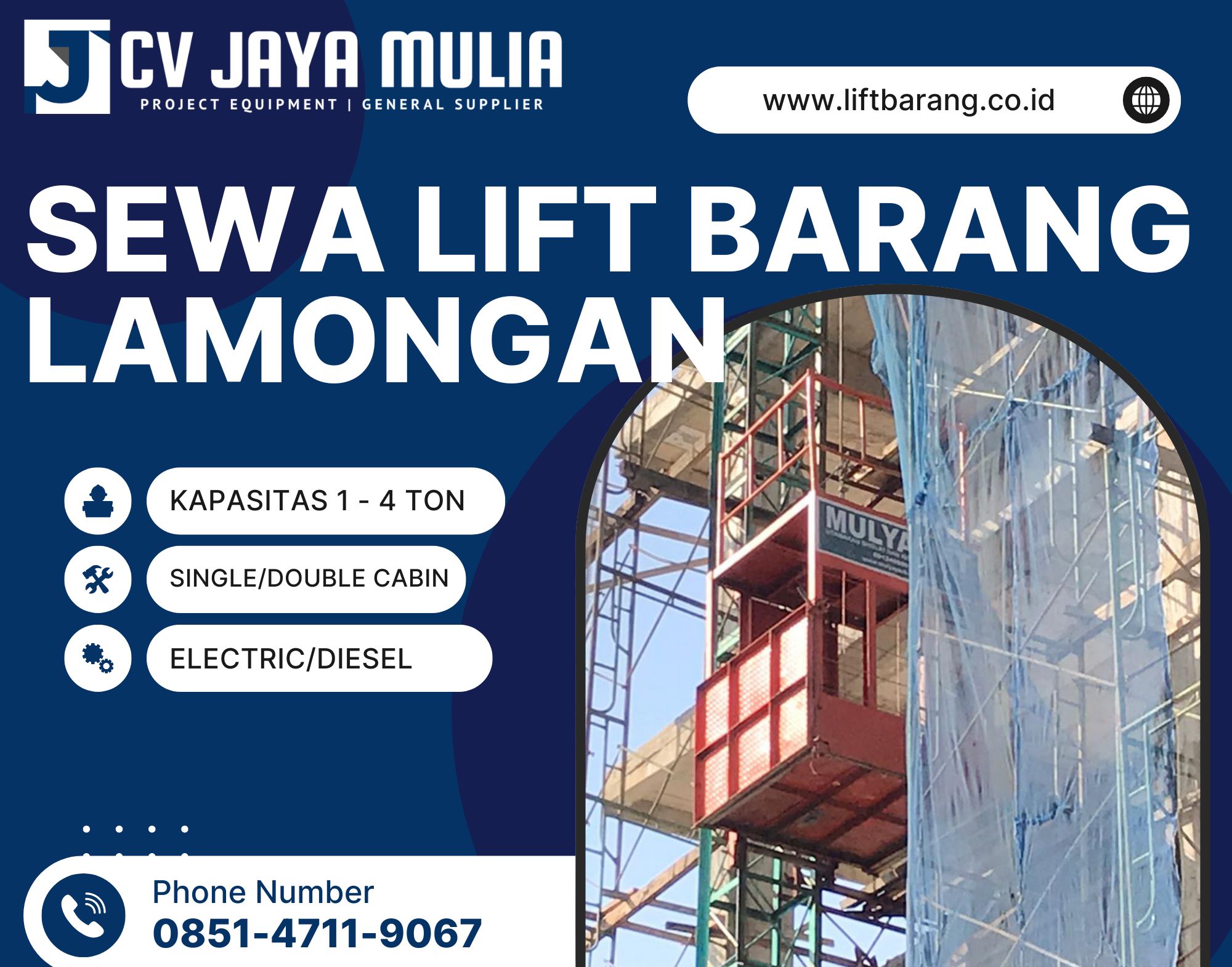 Sewa Lift Barang Lamongan | Passenger Hoist 1-4 Ton Terbaik