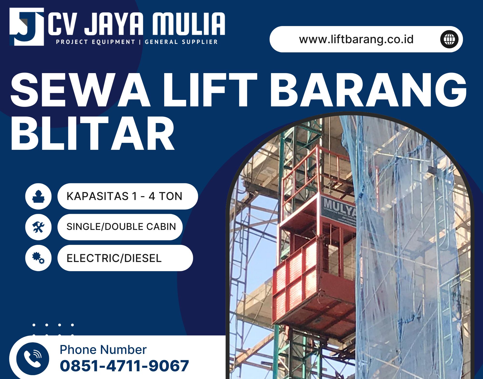 Sewa Lift Barang Blitar 1 – 4 Ton Terpercaya & Terjangkau