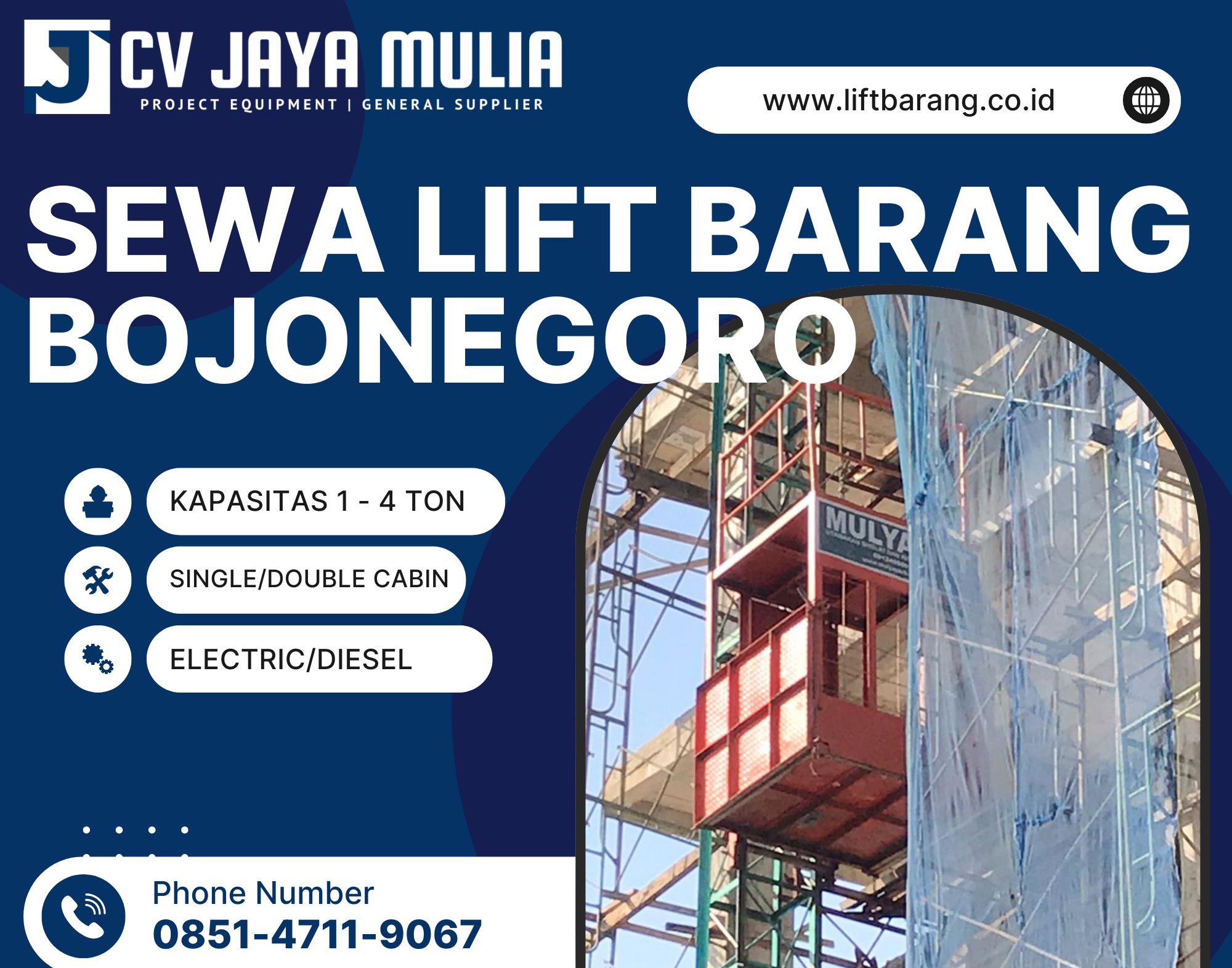 Sewa Lift Barang Bojonegoro 1-4 Ton Terpercaya & Terjangkau