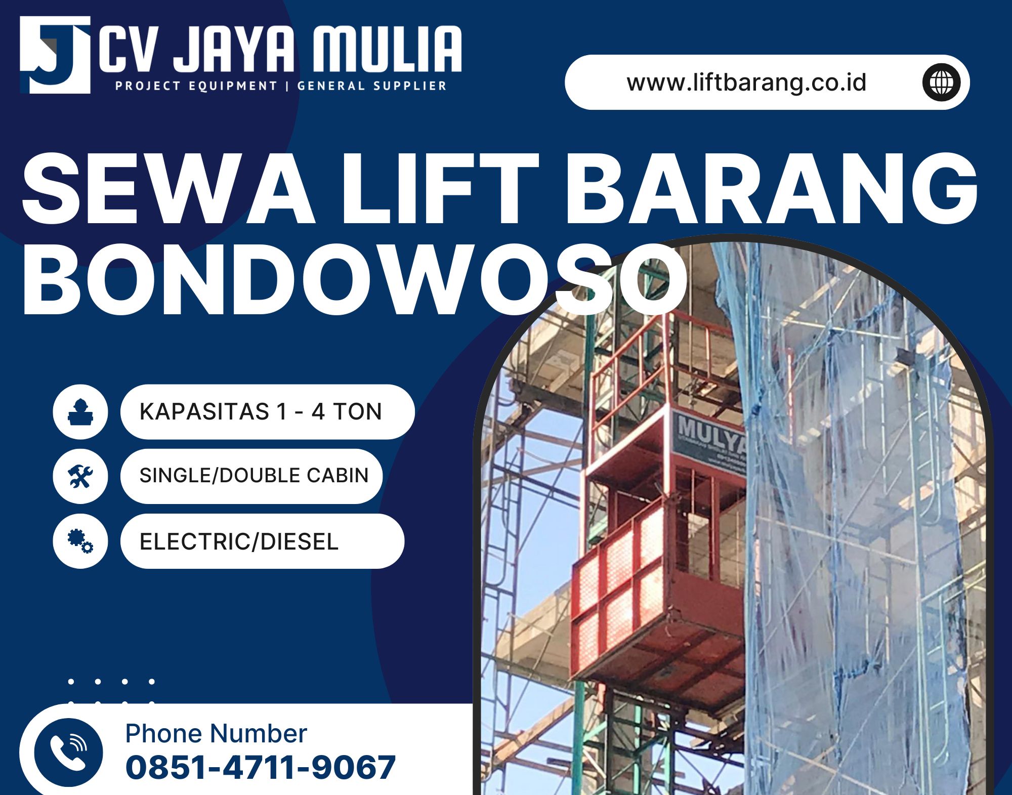 Sewa Lift Barang Bondowoso | Passenger Hoist 1 – 4 Terbaik