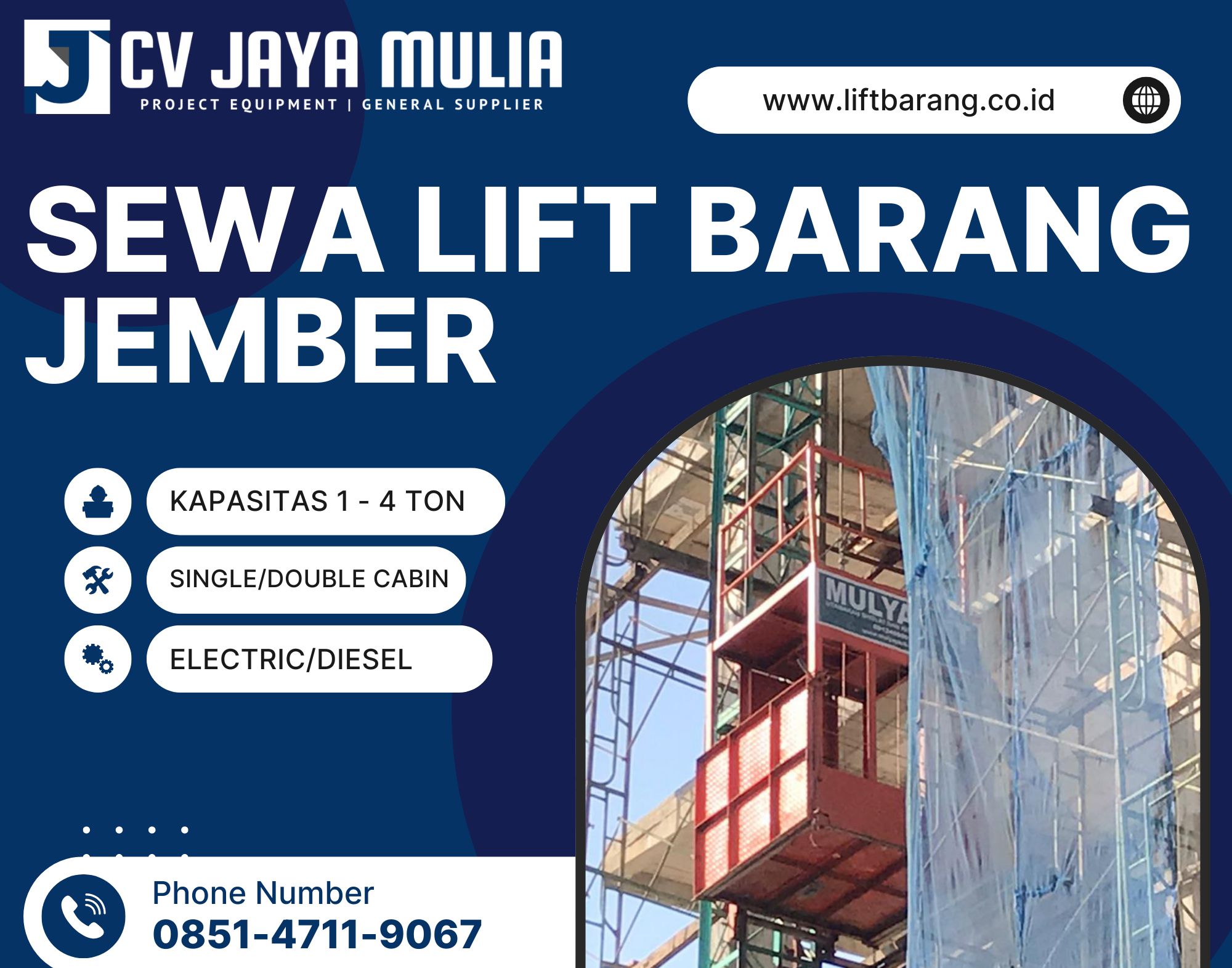 Sewa Lift Barang Jember | Passenger Hoist 1 – 4 Ton Terbaik