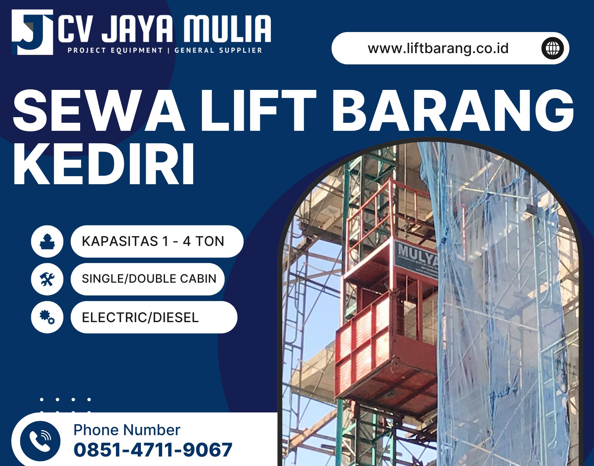 Sewa Lift Barang Kediri | Passenger Hoist 1 – 4 Ton Terbaik