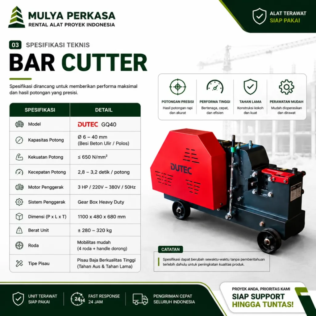 Sewa Bar Cutter Kota Blitar Terbaik - Solusi Potong Besi Proyek